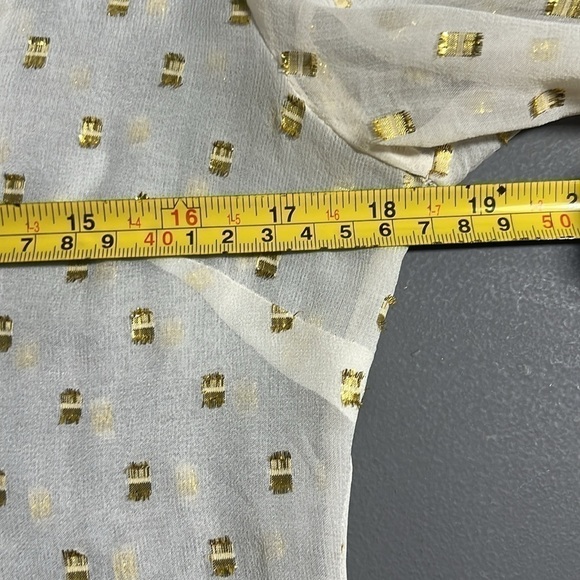 Madison Marcus Silk Button Down“Tuxedo Style Tails” Top Gold Metallic Cream S - Picture 9 of 10